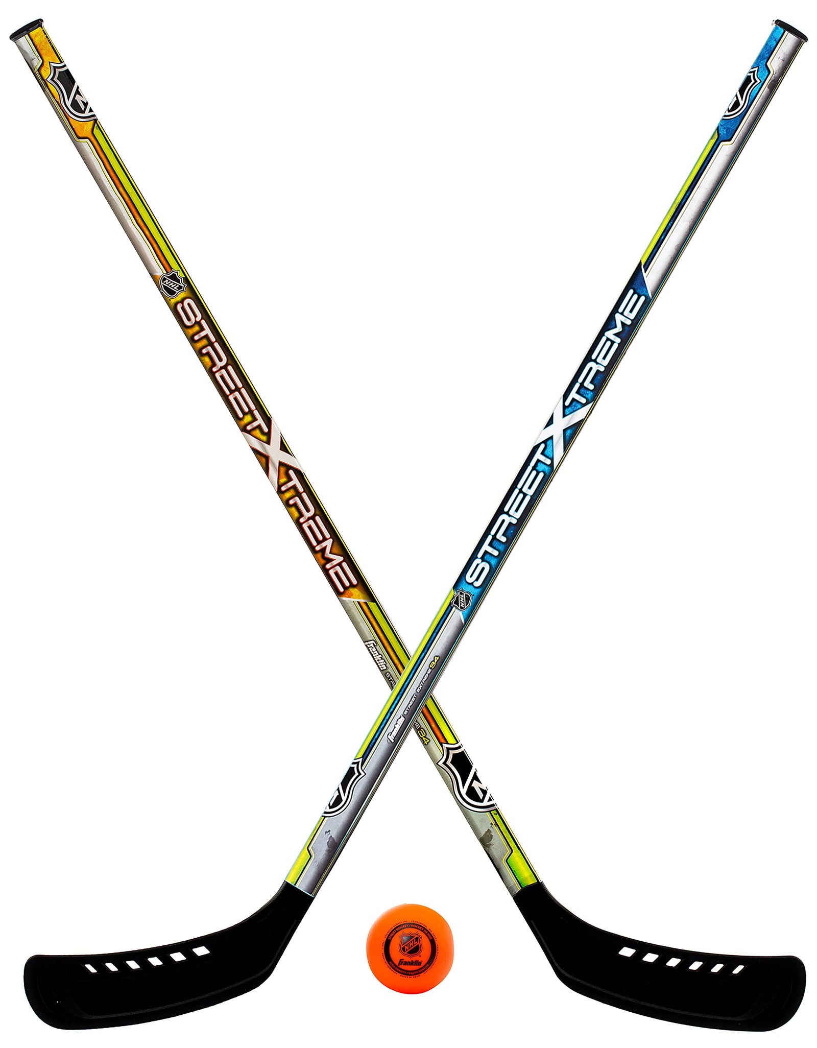 Franklin Sports Youth Street Hockey Set - Includes 2 Street Hockey Sticks and 1 Street Hockey Ball - Official NHL Licensed Product - Perfect Hockey Starter Set for Kids