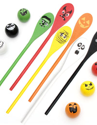 JOYIN 6 Pcs Halloween Egg and Spoon Race Game Set; Eyeballs and Spoons with Assorted Colors for Kids and Adults Halloween Outdoor Fun Games, Party Favor Supplies, Classroom Activities
