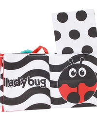 Sassy Peek-a-Boo Activity Book with Attachable Link for On-The-Go Travel | Black & White | for Ages Newborn and Up

