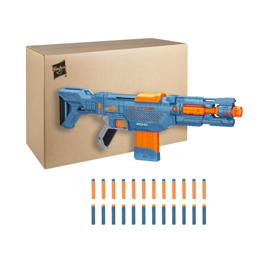 NERF Elite 2.0 Echo CS-10 Blaster -- 24 Official Darts, 10-Dart Clip, Removable Stock and Barrel Extension, 5 Tactical Rails