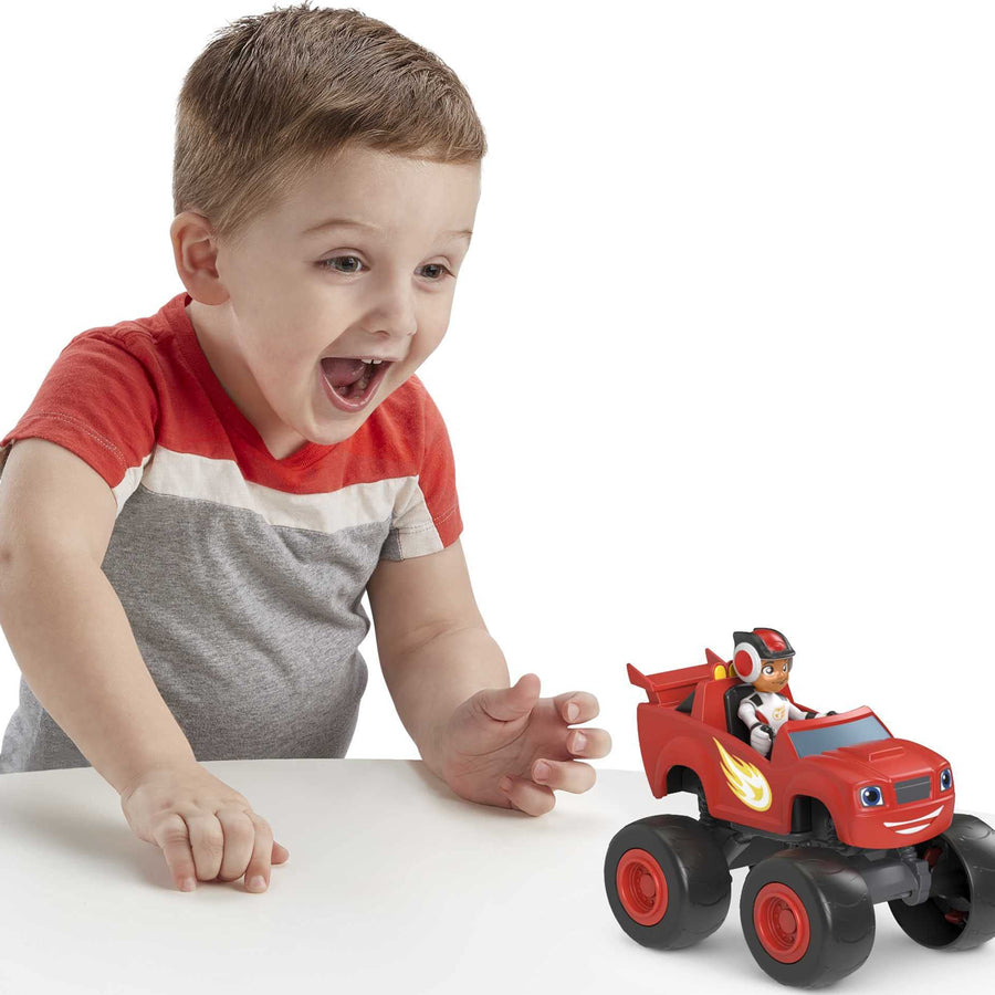 Fisher-Price Blaze and the Monster Machines Blaze & AJ, Large Push-Along Monster Truck with Poseable Figure for Preschool Kids Ages 3 and Up