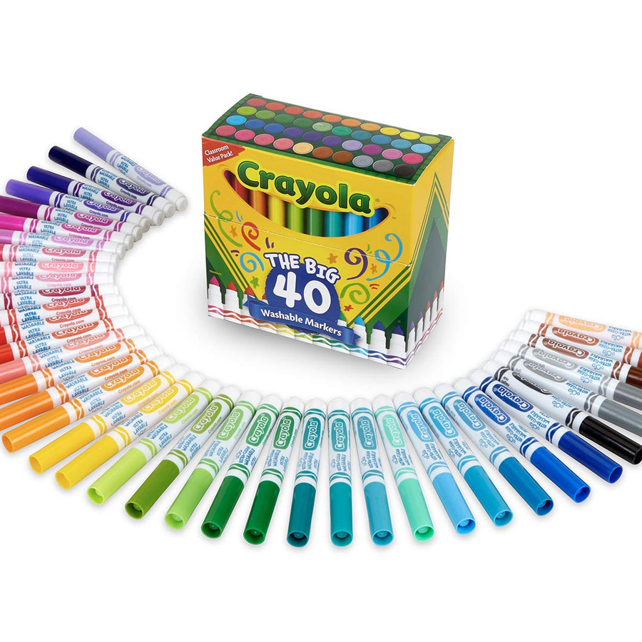 Crayola Ultra Clean Washable Markers, Kids Indoor Activities At Home, Broad Line, 40 Classic Colors