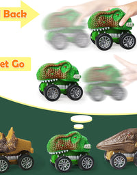 Dinosaur Toy Truck for Kids 3-7 with Flashing Lights, Music and Roaring Sound, 10 in 1 Dinosaur Toys for Boys and Girls, 3 Pull Back Dinosaur Cars, 6 Dinosaur Toys and 1 Dinosaur Carrier Truck
