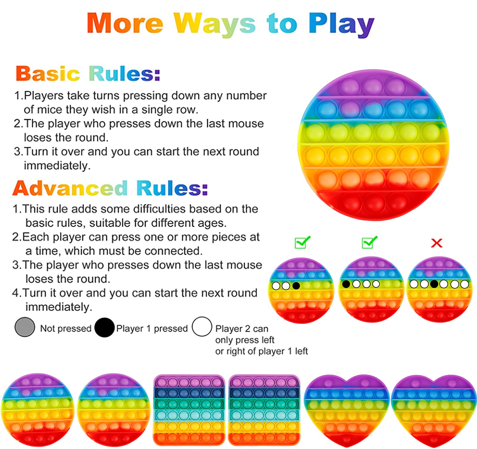 6 Packs Popitsfidgets Toy for Boys，Poppers It Popits Pops Popet Popitsfidgets Press Pop Bubble Sensory Stress Relief Satisfying Game Toy Package Fidgettoy Set Rainbow Mouse Dinosaur Space Robot