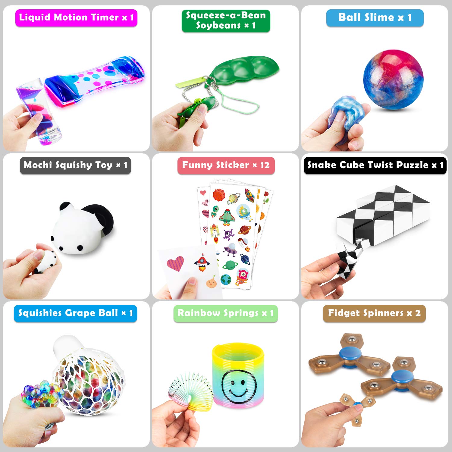 61 Pcs Sensory Fidget Toys Pack,Stress & Anxiety Relief Tools Bundle Figetget Toys Set for Kids Adults,Autistic ADHD Toys,Stress Balls Fidget Spinner Marble Mesh Puzzle Ball Pop Tube Fidget Box