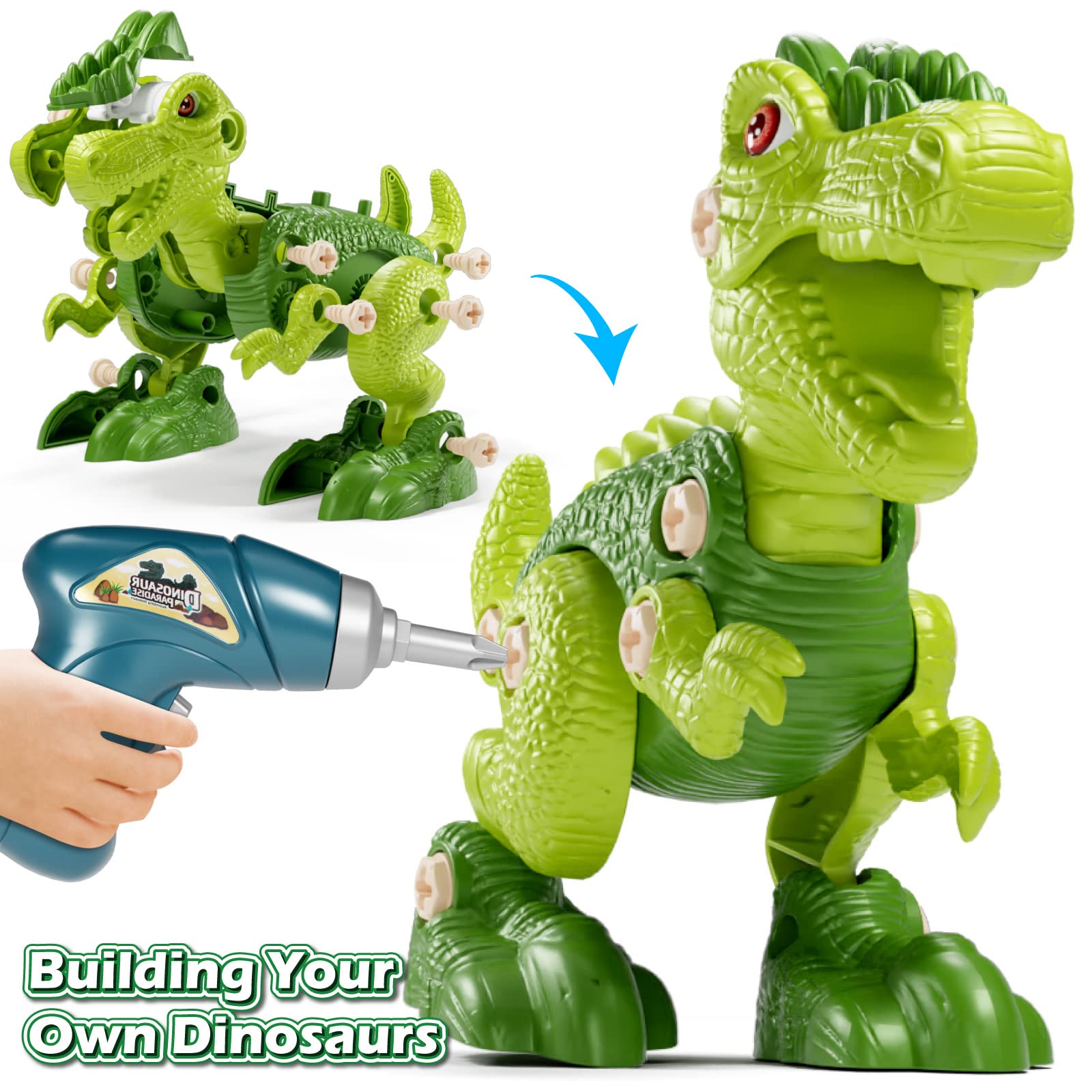 Jasonwell Kids Building Dinosaur Toys - Boys STEM Educational Take Apart Construction Set Learning Kit Creative Activities Games Birthday Gifts for Toddlers Girls Age 3 4 5 6 7 8 Years Old (3PCS)