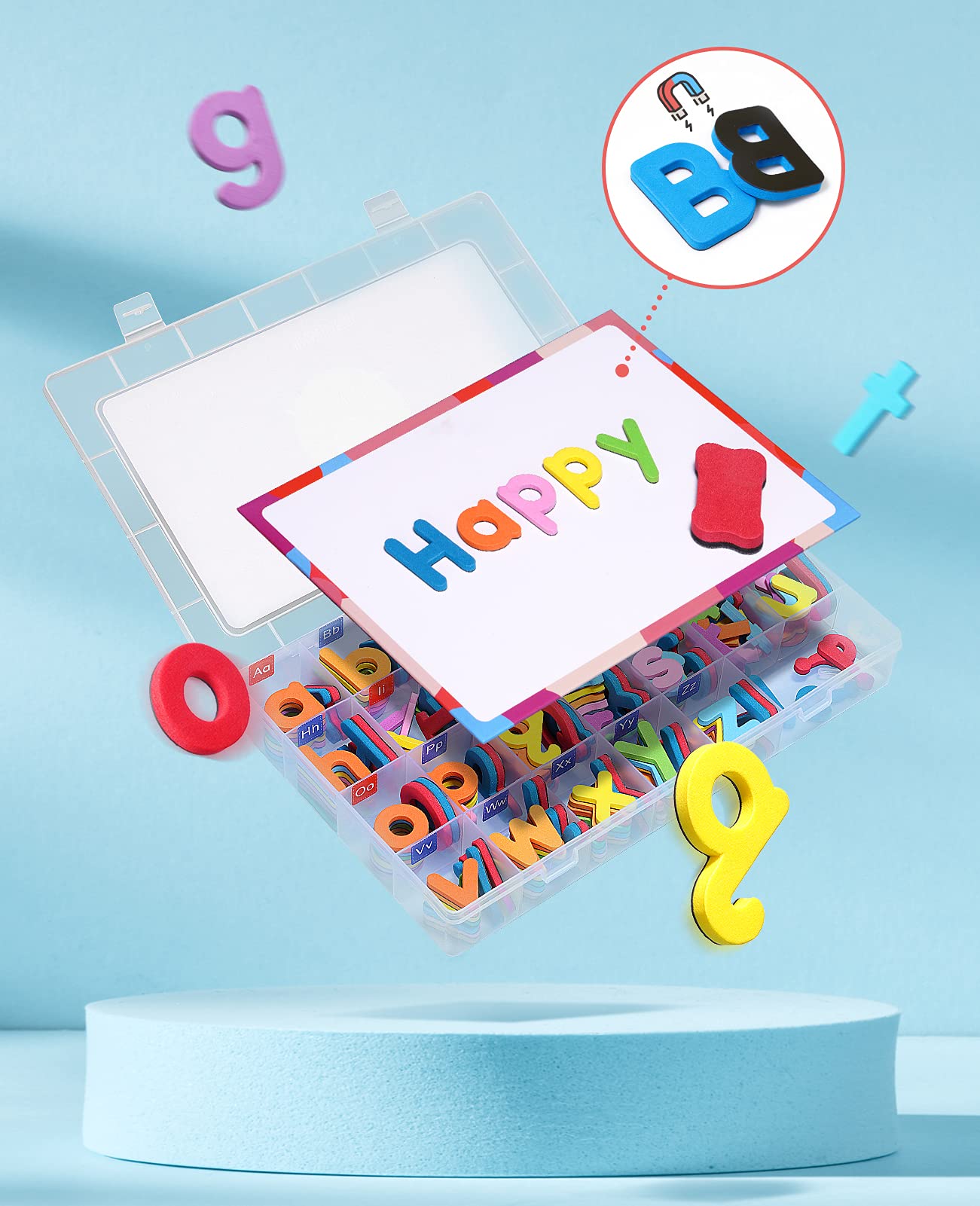Gamenote Classroom Magnetic Alphabet Letters Kit 234 Pcs with Double - Side Magnet Board - Foam Alphabet Letters for Preschool Kids Toddler Spelling and Learning Colorful