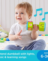 Fisher-Price Laugh & Learn Countin' Reps Dumbbell rattle toy with music, lights and learning content for baby and toddler ages 6-36 months
