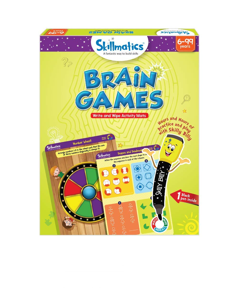 Skillmatics Educational Game: Brain Games | Reusable Activity Mats with Dry Erase Marker | Gifts, Travel Toy & Learning Tools for Ages 6 and Up
