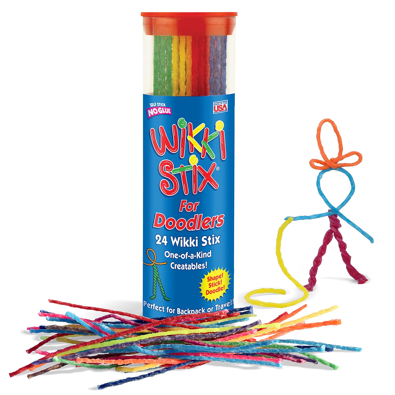 Sensory Fidget Toy, Arts and Crafts for Kids, Non-Toxic, Waxed Yarn, 6 inch, Reusable Molding and Sculpting Sticks, American Made by Wikki Stix, Assorted Colors, 24 Pack,Multi.