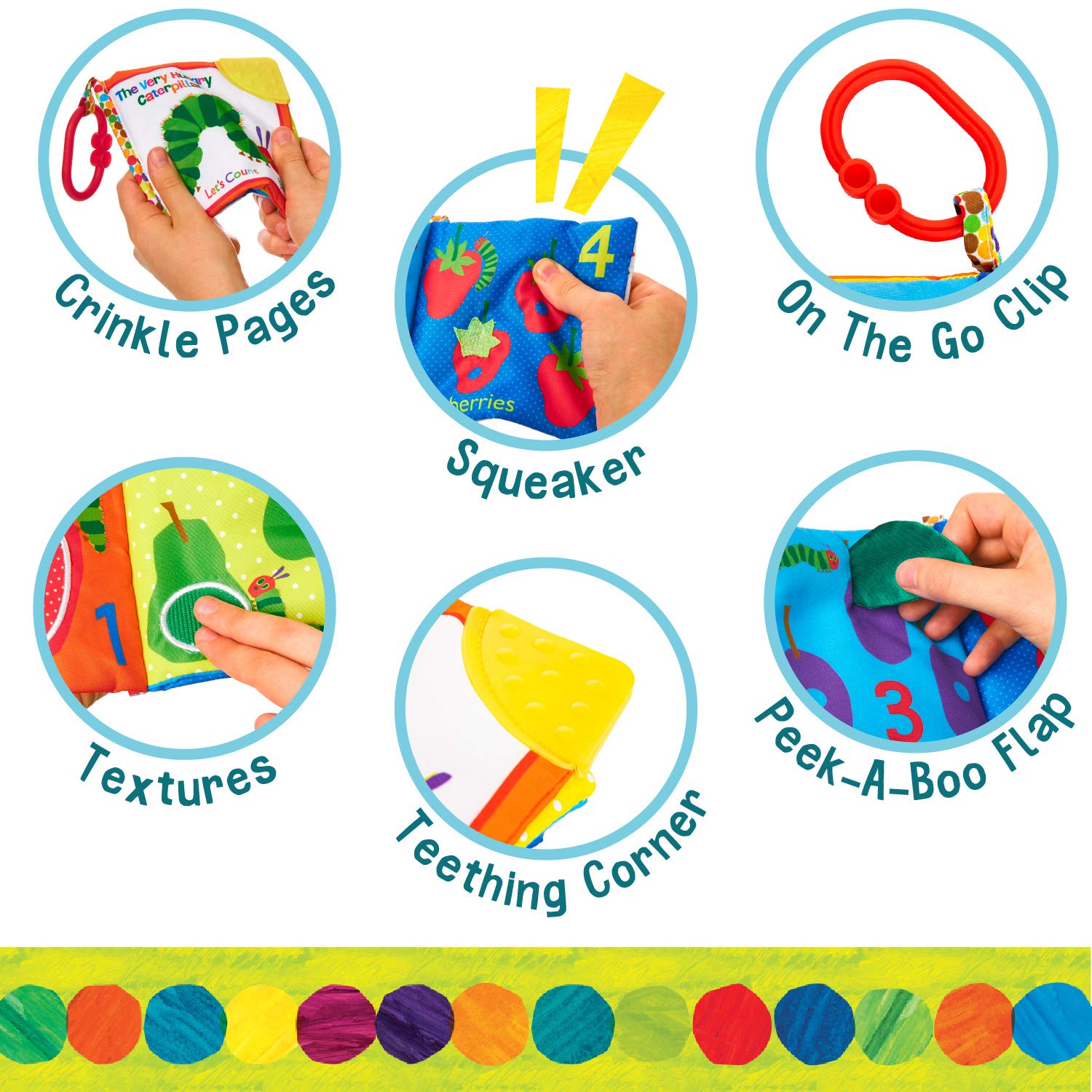 Let's Count Soft Book - World of Eric Carle The Very Hungry Caterpillar Baby Teething Crinkle Book
