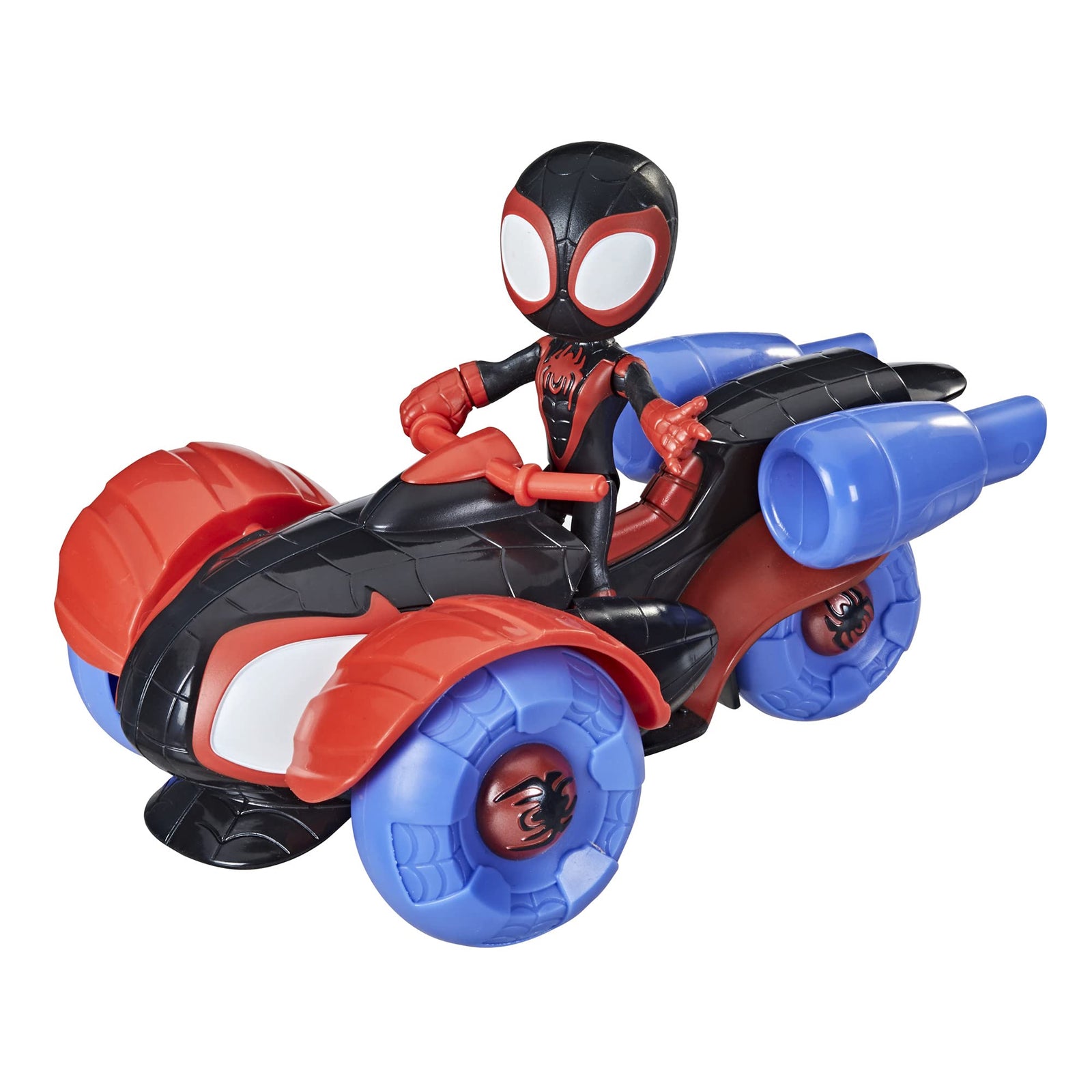 Marvel Spidey and His Amazing Friends Change 'N Go Techno-Racer and 4-Inch Miles Morales: Spider-Man Action Figure, 2 in 1 Vehicle, for Kids Ages 3 and Up, Frustration Free Packaging