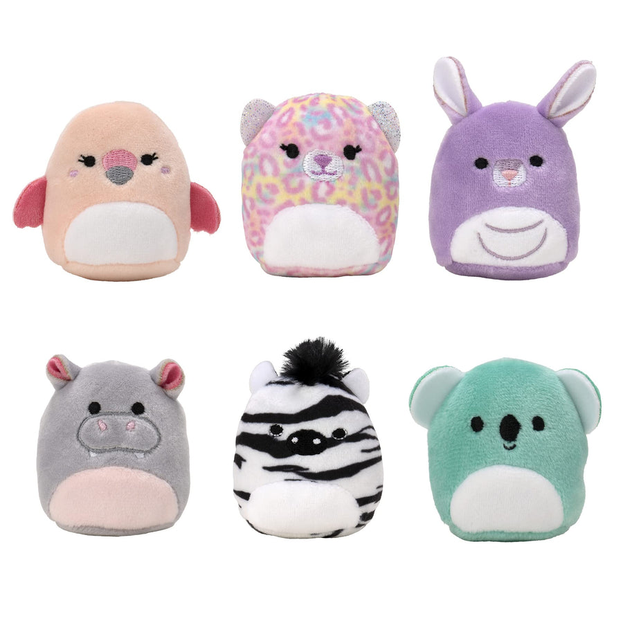 Squishville Mystery Mini-Squishmallows Plush - Wildlife Squad - Six 2-Inch Mini Plush Characters - Includes Michaela and Kiki Plus Four Mystery Figures - Irresistibly Soft, Colorful Plush