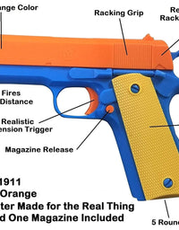 Colt 1911 Toy Gun with Ejecting Magazine and Glow Tip Bullets - Style of M1911 with Slide Action Orange Barrel for Safety Training or Play - Unique Gift Intended for Fun, Not Distance or Accuracy
