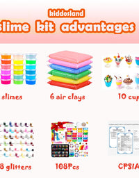 Slime Kit,Slime 24 and Clay 6 DIY Slime Kit for Girls Boys Kids,108Pcs Big Slime Making Kit Clear Slime,48 Glitters,Slime Supplies for Party Favors,Kids Gift Ages 3+

