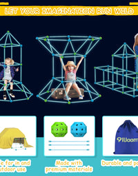 9IUoom Fort Building Kit for Kids 120 Pieces Glow in The Dark Air Forts Builder Gift Construction Toys for 3 4 5 6 7 8 9+ Years Old Boys Girls DIY Fun Fort Building Tunnels Play Tent Indoor Outdoor
