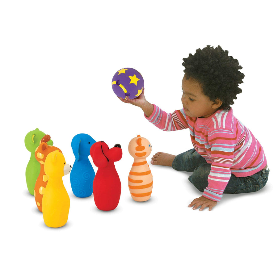 Melissa & Doug K's Kids Bowling Friends Play Set and Game With 6 Pins and Convenient Carrying Case