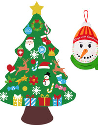 jollylife 3ft DIY Felt Christmas Tree Set Plus Snowman Advent Calendar - Xmas Decorations Wall Hanging 33 Ornaments Kids Gifts Party Supplies
