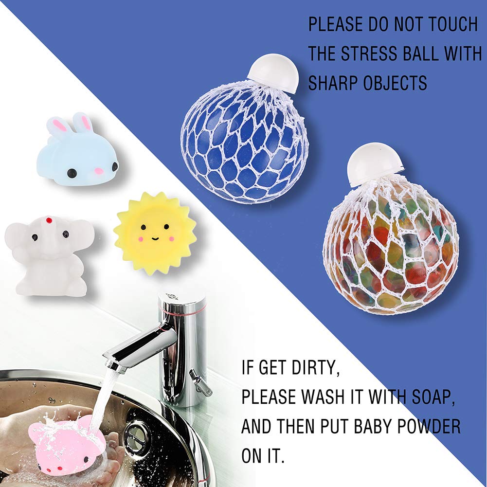24 Pack Bundle Sensory Fidget Toys Set-Liquid Motion Timer/Grape Ball/Mochi Squishy/Stretchy String/Flippy Chain/Easter Egg/Marble Mesh/Squeeze Bean/Cube for Autistic Kids, ADHD, Anti-Stress Toys
