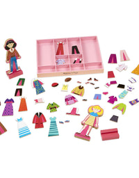 Melissa & Doug Abby and Emma Deluxe Magnetic Wooden Dress-Up Dolls Play Set (55+ pcs)
