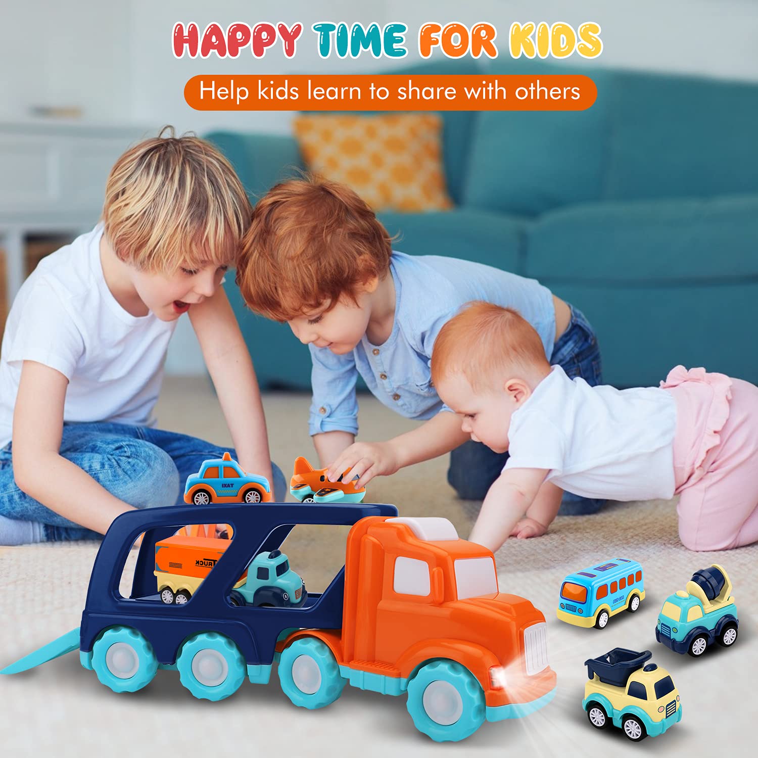Toddler Toys Car for Boys: Kids Toys for 1 2 3 4 5 Year Old Boys Girls | Boy Toys 7 in 1 Carrier Vehicle Toy Trucks Baby Toys 12-18 Months Party Christmas Birthday Gifts for Boys Toddler Toys Age 2-4