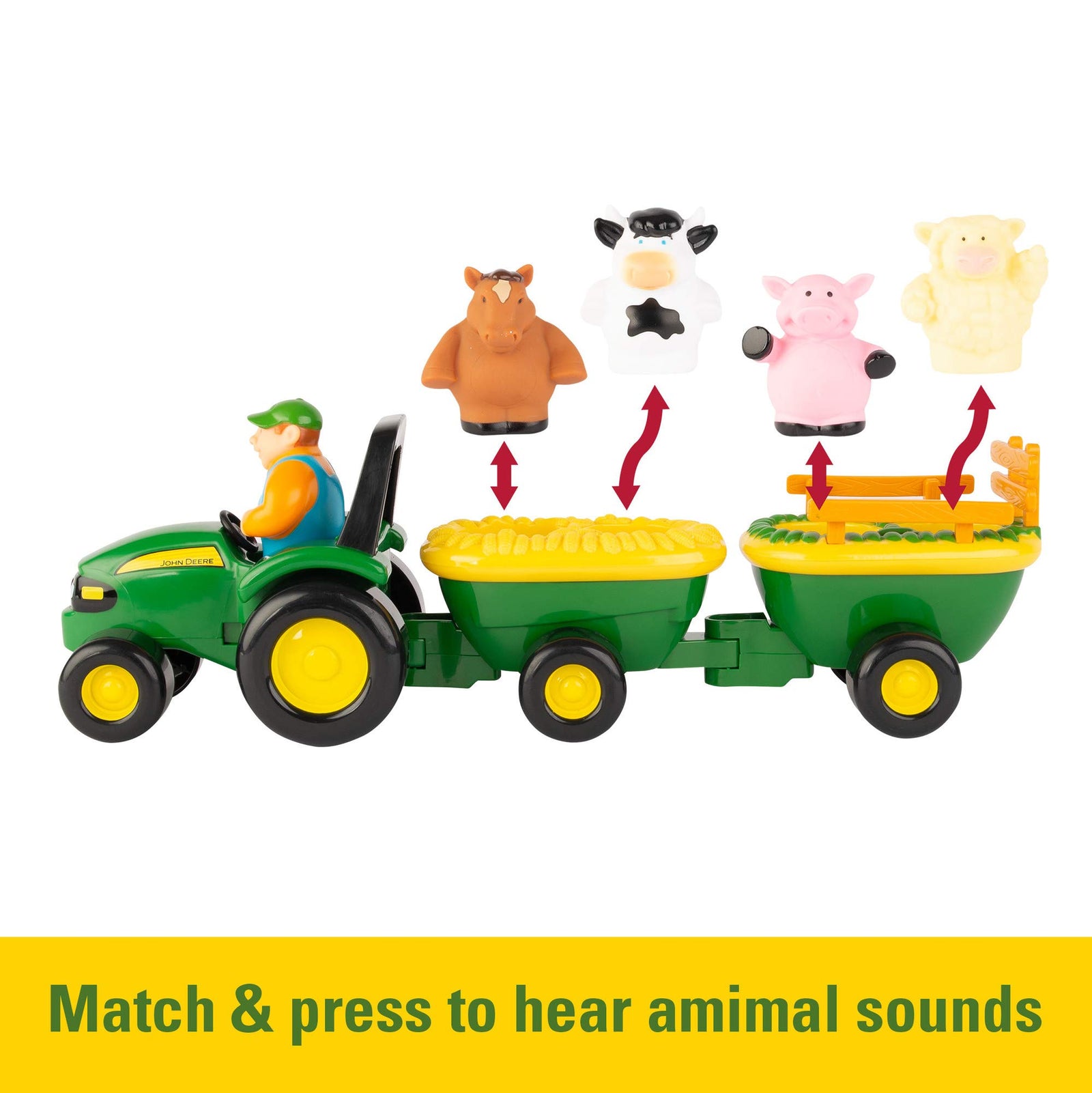 TOMY John Deere Animal Sounds Hayride Preschool Toy , Green