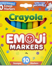 Crayola; Ultra-Clean; Stamper Markers; Art Tools; 10 ct. Markers; Bright, Bold Washable Colors; Emoticons
