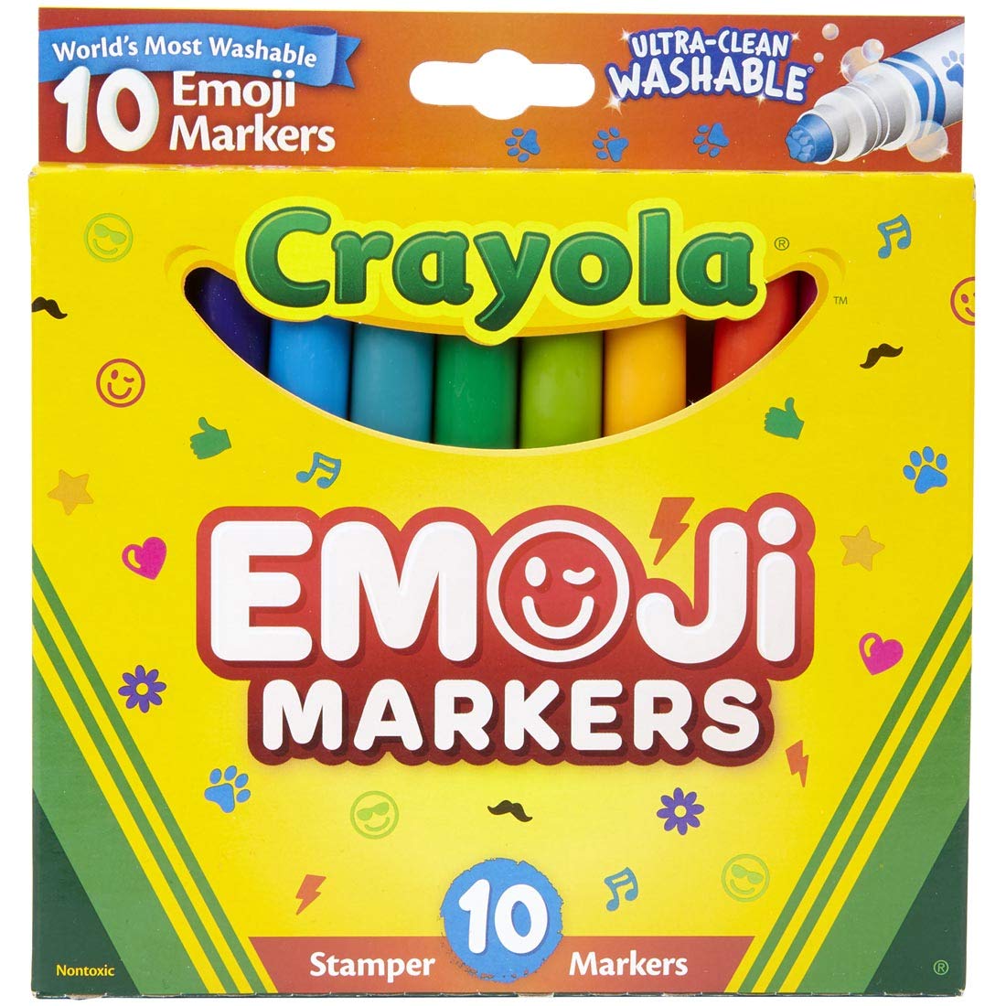 Crayola; Ultra-Clean; Stamper Markers; Art Tools; 10 ct. Markers; Bright, Bold Washable Colors; Emoticons