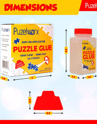 PuzzleWorx Easy-On Applicator Puzzle Glue, Pack of 2, Non Toxic Clear Glue for 1000 Piece Puzzles 4.2 oz Each Bottle (Total 8.4)
