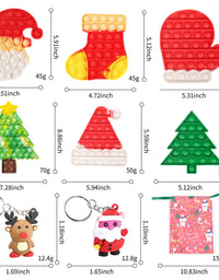 6Pack Christmas Pop Fidget Toys Pack for Kids Girls Boys with 2 Keychain its Push Bubble Sensory Toy Poppers Christmas Stockings Party Gifts Stress Autism Relief for Adults
