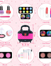 Hollyhi 41 Pcs Kids Makeup Toy Kit for Girls, Washable Makeup Set Toy with Real Cosmetic Case for Little Girl, Pretend Play Makeup Beauty Set Birthday Toys Gift for 3 4 5 6 7 8 9 10 Years Old Kid
