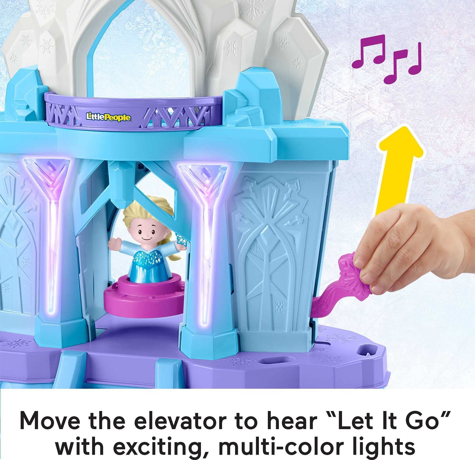 Fisher-Price Little People – Disney Frozen Elsa’s Enchanted Lights Palace musical playset with Anna and Elsa figures for toddlers and preschool kids