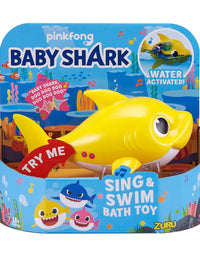 Robo Alive Junior Baby Shark Battery-Powered Sing and Swim Bath Toy by ZURU - Baby Shark (Yellow)
