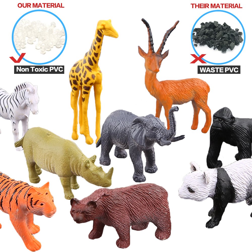 Animals Figure,54 Piece Mini Jungle Animals Toys Set,ValeforToy Realistic Wild Vinyl Plastic Animal Learning Party Favors Toys for Boys Girls Kids Toddlers Forest Small Animals Playset Cupcake Topper
