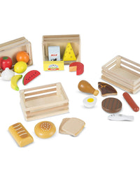 Melissa & Doug Food Groups - 21 Hand-Painted Wooden Pieces and 4 Crates
