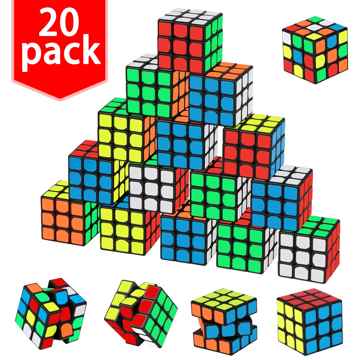 Mini Cube Puzzle Party Favors for Kids, Libay 20 Pack Magic Cube Party Puzzle Game Toys Classroom Rewards and School Prize for Students, Stress Relief Toys Giveaway Goody Bag Filler Birthday Gift