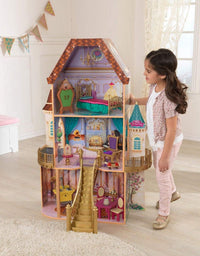 KidKraft Disney Princess Belle Enchanted Wooden Dollhouse, Almost Four Feet Tall, with Balconies, Staircase and 13 Accessories, Gift for Ages 3+
