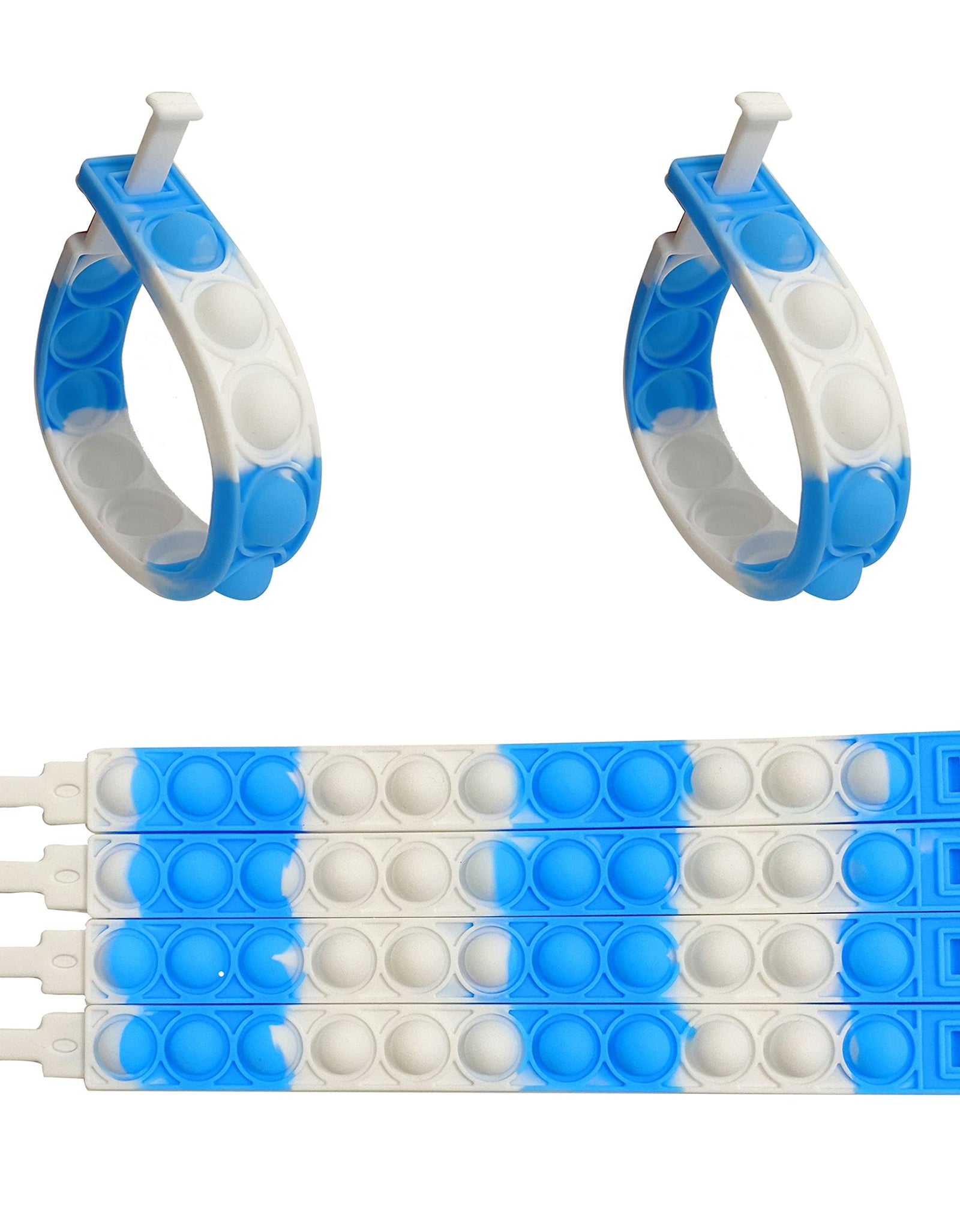 WQFXYZ 20PCS Push Pop Fidget Toy Fidget Bracelet, Durable and Adjustable, Multicolor Wristband Push Pop Stress Relief Sensory Fingertip Toys for Kids and Adults (20 pcs Bracelet)