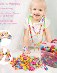 Pop Beads - 550+Pcs DIY Jewelry Making Kit for Toddlers 3, 4, 5, 6, 7 ,8 Year Old, Kids Pop Snap Beads Set to Make Hairband, Necklaces, Bracelets, Rings and Art & Crafts Creativity Toys for Girls Boys
