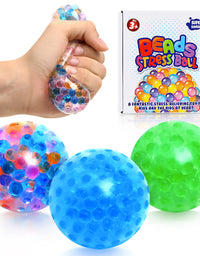 Lemostaar 3 Set Water Beads Stress Relief Squeezing Balls for Kids and Adults: Best Calming Tool to Relieve Anxiety, Vent Mood and Improve Focus, Soft Novelty Hand Grip Pressure Ball
