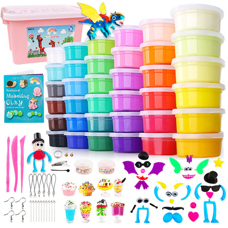 HOLICOLOR Air Dry Clay Kit, 36 Colors Magic Clay Ultra Light Modeling Clay for Kids with Accessories, Tools and Tutorials, Arts and Crafts Gift for Kids Age 3-12 Year Olds