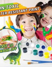 BAODLON Kids Arts Crafts Set Dinosaur Toy Painting Kit - 10 Dinosaur Figurines, Decorate Your Dinosaur, Create a Dino World Painting Toys Gifts for 5, 6, 7, 8 Year Old Boys Kids Girls Toddlers

