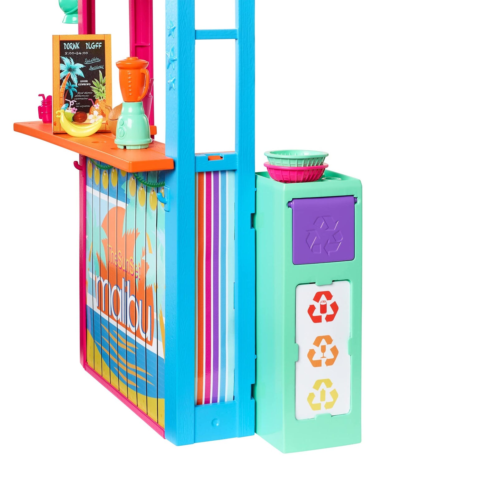 Barbie Loves The Ocean Beach Shack Playset with 18+ Accessories, Made from Recycled Plastics, Gift for 3 to 7 Year Olds