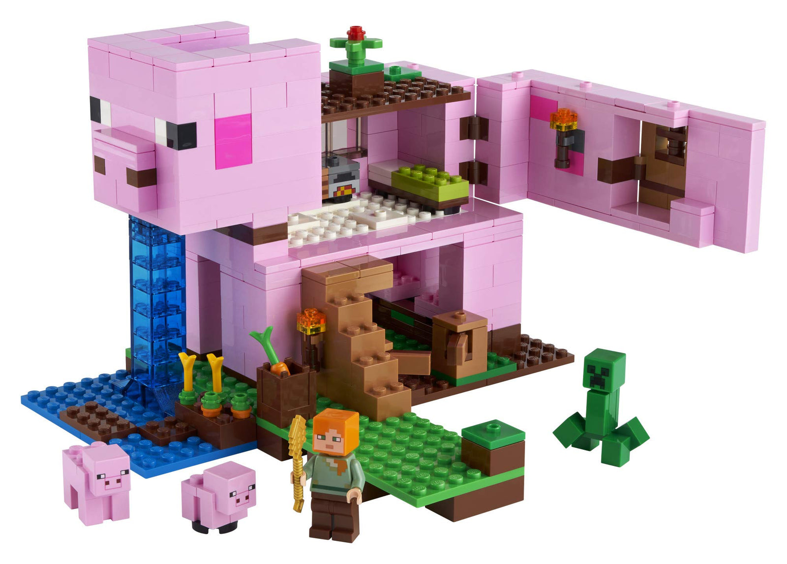 LEGO Minecraft The Pig House 21170 Minecraft Toy Featuring Alex, a Creeper and a House Shaped Like a Giant Pig, New 2021 (490 Pieces)