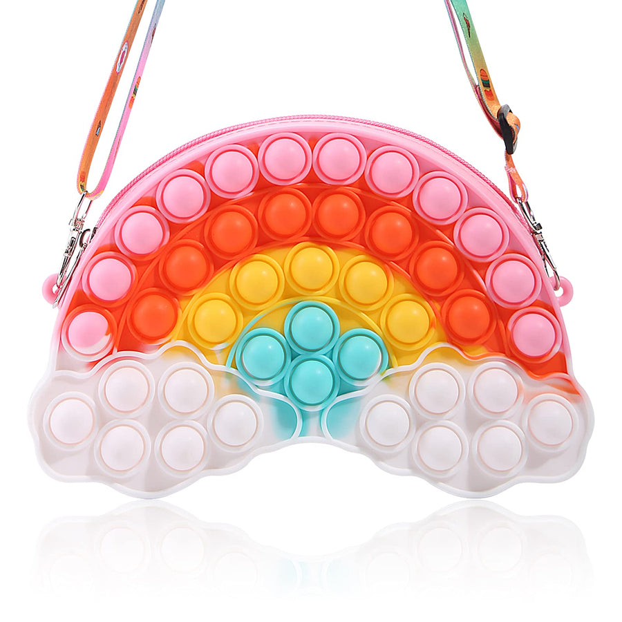 Tckoll Pop Purse Bag Fidgets for Girls,Rainbow Clouds Pop Purse Popper Bubbles Fidget Toys Handbags,Simple Anxiety Sensory Fidegt Toy,Fidget Toys Halloween Birthday Party Fidgets Gifts for Girls 10-12