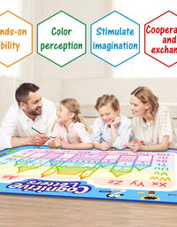 Jasonwell Aqua Magic Doodle Mat 40 X 32 Inches Extra Large Water Drawing Doodling Mat Coloring Mat Educational Toys Gifts for Kids Toddlers Boys Girls Age 3 4 5 6 7 8 Year Old
