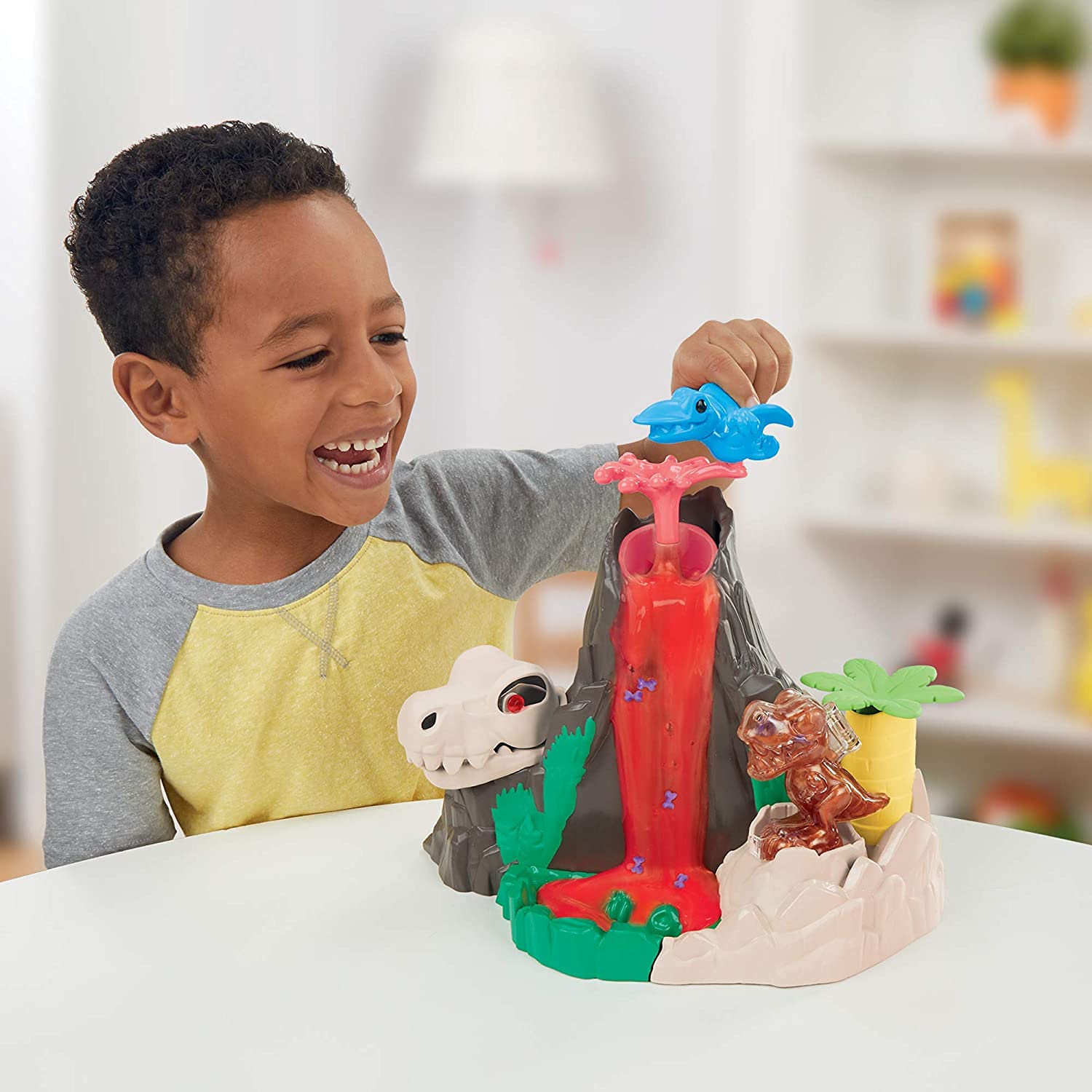 Play-Doh Slime Dino Crew Lava Bones Island Volcano Playset with HydroGlitz Eggs and Mix-ins, Dinosaur Toy for Kids 4 Years and Up, Non-Toxic