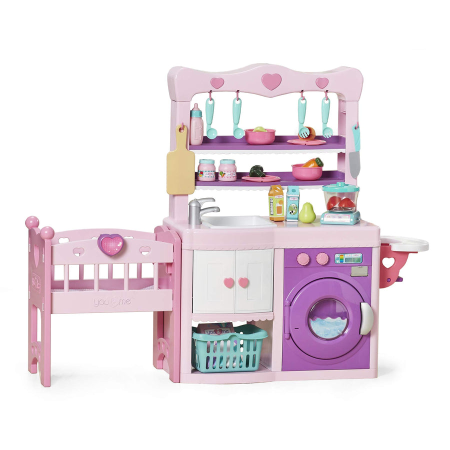 You & Me Complete Care Center Baby Doll Kitchen and Crib Playset with Appliances and Accessories, for Ages 3-6