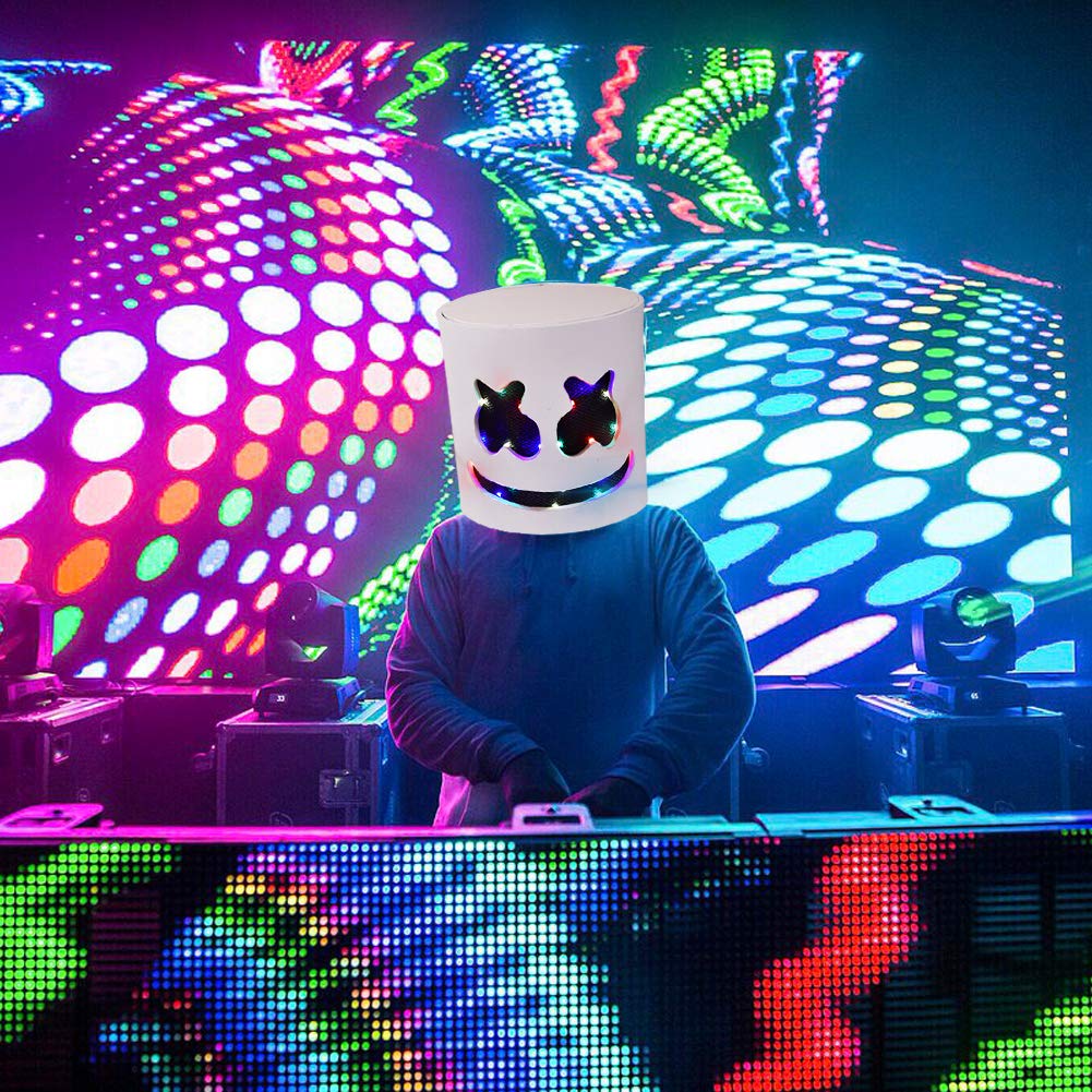 DJ Mask Music Festival Full Head LED Light Up Masks for Man Women Kids Thanksgiving Christmas Halloween Party