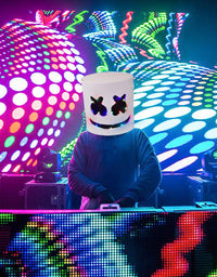 Halloween DJ Mask - Music Festival Full Head Masks Helmet for Men Women Kids Thanksgiving Christmas Halloween Glow LED Mask
